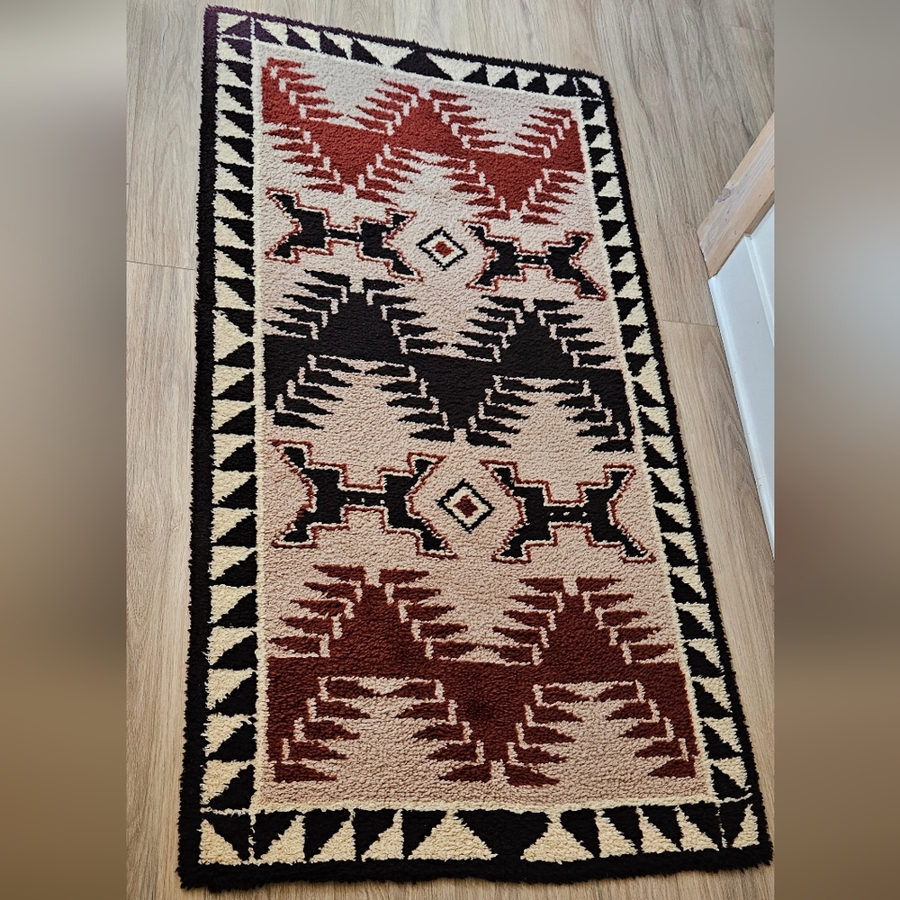 Vintage Navajo Geometric Handmade Rug 36x72